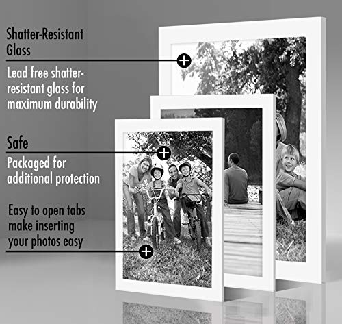 Americanflat Set of 10 Picture Frames with Shatter-Resistant Glass - Gallery Wall Frame Set with Two 8x10, Four 5x7 and Four 4x6 Frames - Signature Collection - White | Includes two 8x10, four 5x7 and four 4x6, shatter-resistant glass, hanging hardware in