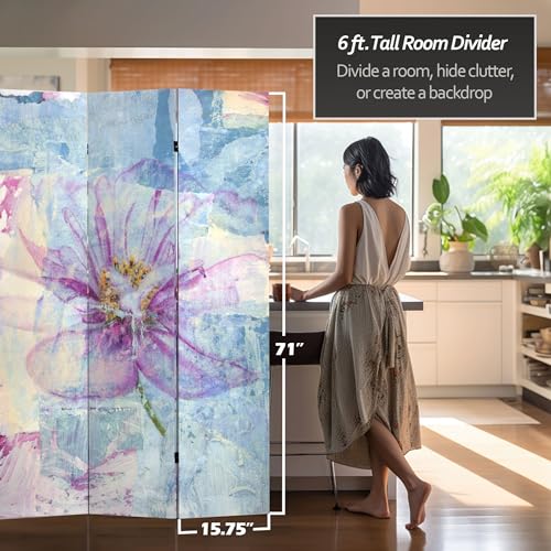 6 ft. Tall Double Sided Love Blossom Canvas Room Divider - color: Love Blossom