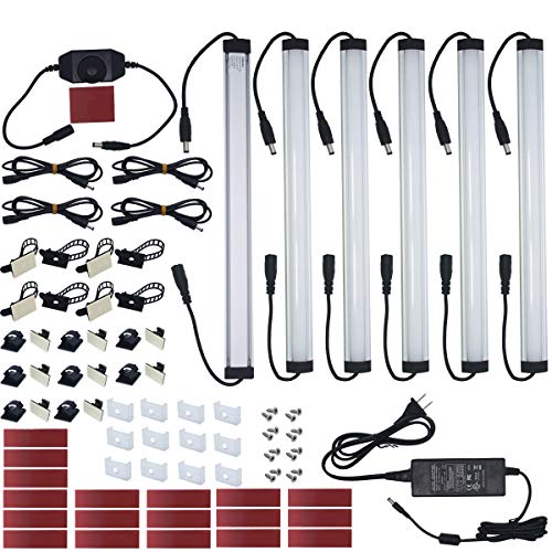 Under Cabinet LED Lighting Kit Plug in or Hardwired, 6 pcs 12 Inches Light Strips, 2000 Lumen, Super Bright, for Kitchen Counter, Closet, Shelf Lights, 31W, Warm White (6 Bars) - color: Black Cable-Warm White 3000K