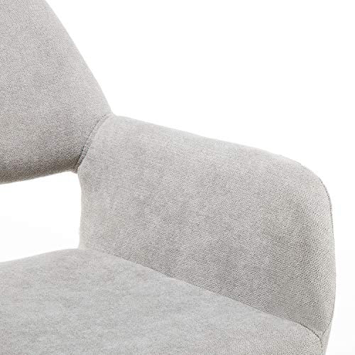 Desk Chair No Wheels Comfy Accent Chair for Living Dining Room Bedroom Vanity Chair Makeup Chair Home Office Mid Century Modern Upholstered Armchair Sofa (Gray, 1) - color: Grey