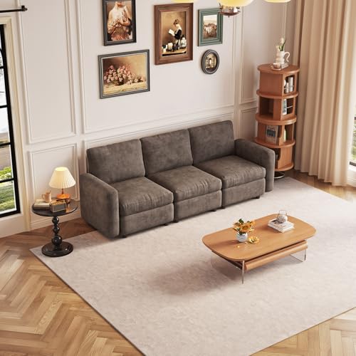 Guyii 90.15" Dark Brown 3-Piece Sofa Set, Extra-Large 3-Seater Modular Sectional Sofa, Modern Convertible Sectional Couch for Living Room, Bedroom, Home - color: Dark Brown, size: 3 Seat Sofa (No Ottoman)