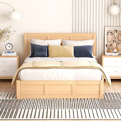 Merax Full Size Platform Bed with Underneath Storage and 2 Drawers, Wooden Lift Up Storage Bed Frame with Headboard, No Box Spring Needed