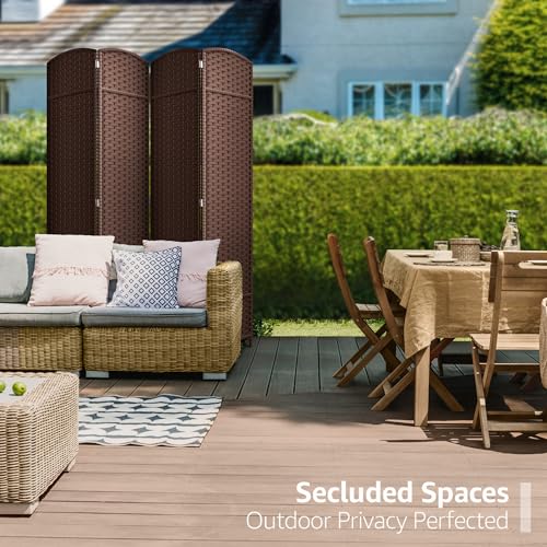 Sorbus 4 Panel Room Divider 6 ft. Tall - Privacy Screen, Extra Wide Double Hinged Panels, Mesh Hand-Woven Design, Partition Room Dividers and Folding Privacy Screens, Wall Divider for Room Separation - color: Chocolate, size: 4 Panel