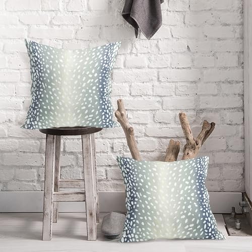 Antelope Pillow Covers 18X18 Inch Blue Gray Faux Fawn Deer Animal Print Decorative Square Pillow Cases Modern Neutral Cotton Linen Throw Pillows Set of 2 Home Decor For Sofa Couch Bedroom Outdoor - color: Blue Gray, size: 18" x 18" (Pack of 2)