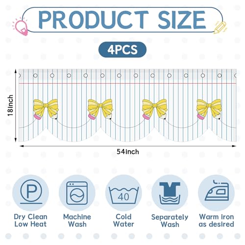 Hahafelt 4 Pcs Classroom Curtains Pencil Bow Notebooks Window Valances Curtains 54" W x 18" L Simple Rod Pocket Back to School Window Treatment for Classroom Living Room Bedroom Kitchen - color: Pastel, style: Pencil Bows