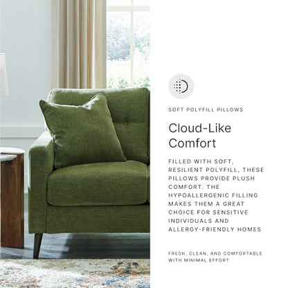 Signature Design by Ashley Bixler Loveseat Sofa, Green Small Couch | Fully assembled, 57 in W small couch, Olive green chenille upholstery, Anti-sag platform foundation - color: Green