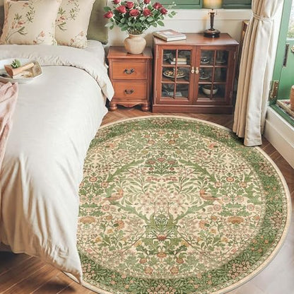 6ft Washable Area Rug Boho Non-Slip Carpet for Living Room Pink Green - color: Pink Green (Larger Pattern), size: 6' (Round)