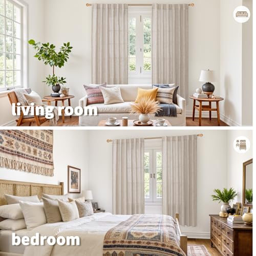 YoungsTex Linen Semi Sheer Curtains 78 Inch Length for Living Room | Light Filtering Window Drapes Rod Pocket Back Tab Natural Privacy for Dining Bedroom, 2 Panels, 52 X 78 Inch - color: Natural, size: 52"W x 78"L (Pack of 2)