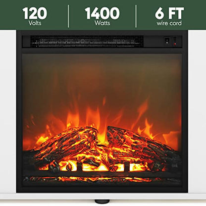 Furinno Classic 60 Inch TV Stand with Fireplace, Solid White - color: Solid White, size: 60-Inch