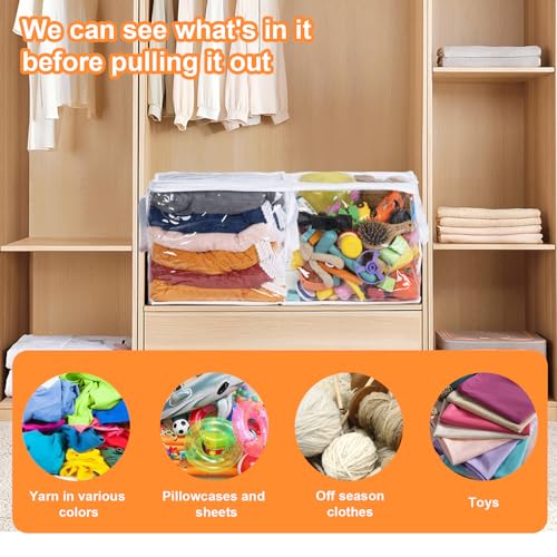 12 PCS Clear Plastic Organizers 12''x12''x12'' Blanket Storage Bags with Zipper Storage Cube Tote with Reinforced Handles for Clothes Moving Supplies Linens Shoes Closet Toys Organizers - size: 12 pack