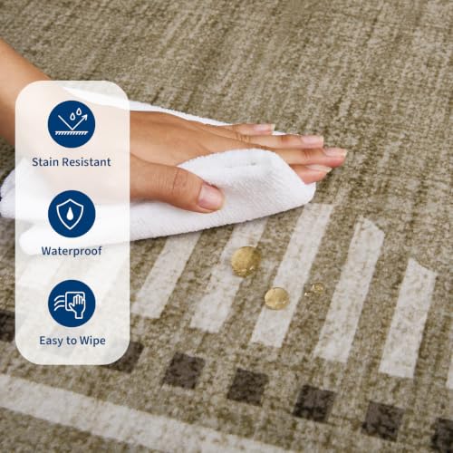 Garvee 2x8 Runner Rug Hallway Kitchen Washable Neutral Solid Taupe Runners | Low Pile Stain Resistant Modern Geometric Living Room Bedroom Long Runner Throw Carpet Scalloped Nuesery Entry Area Rugs - color: Taupe, size: 2' x 8' (Runner)