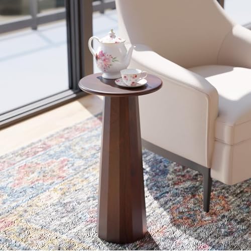 Relso Enteka Solid Mango Wood End Table – 24" Tall Accent Side Table with Walnut Finish | Handcrafted Coffee Table, No Assembly Required | Perfect for Modern Living Rooms, Farmhouses, Small Spaces - color: Enteka Walnut