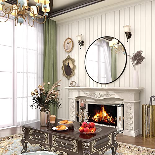 BEAUTYPEAK 30 Inch Round Mirror, Metal Frame Circle Mirror, Black | Wall Mounted for Entryway, Bathroom, Vanity, Living Room - color: Black, size: 30"L x 30"W