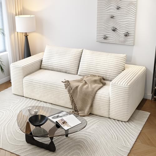 63" Loveseat Sofa,Modular Couch with Deep Seat Memory Foam,Comfy Small Cloud Couch for Small Spaces,No Assembly Required Sofa for Living Room Bedroom,Apartment,White - color: White, size: 63 inches