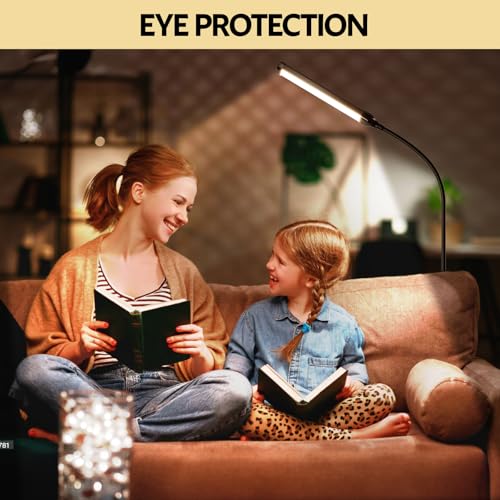 Aisutha LED Floor Lamp, Reading Lamps Adjustable Stepless Colors & Brightness Standing Lamp, Nail Tech Lamp, Lash Light for Eyelash - color: Dark Black