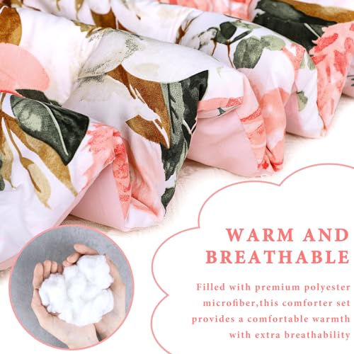 DILIMI Twin Comforter Set for Girls, Reversible Pink Floral Twin Size Bed, 5 Pieces Ultra Soft Twin Bedding Sets with Comforter, Flat Sheet, Fitted Sheet, 2 Pillowcase - color: Pink Flower, size: Twin