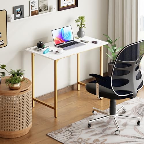 BestOffice Computer Desk,Home Office Desk, Modern Simple Style for Home Office Study Writing (Gold, 32 Inch) - color: Gold, size: 32 Inch