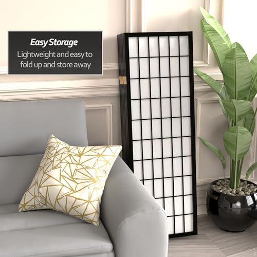4 ft. Short Window Pane Shoji Screen - Black - 8 Panels - color: Black, size: 8 Panels