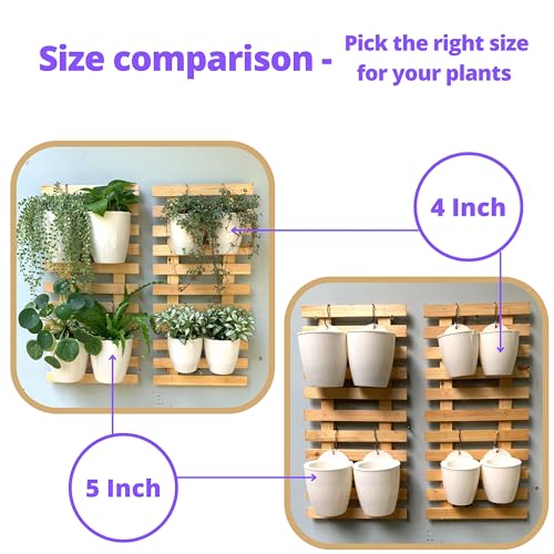 LaLaGreen Self-Watering Wall Planters (4in, 10 Pack) White Indoor Plants | Wall Mount Planter Plant Holder, Modern Hydroponic Wall Pots Vertical Living Plant Garden Decor - size: 4" (10 cm)