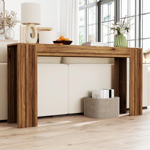 Spaco 63'' Narrow Long Console Table,Farmhouse Entryway Table Sofa Table with Storage,Wood Behind Couch Table for Living Room, Hallway,Foyer - color: Walnut (63'')