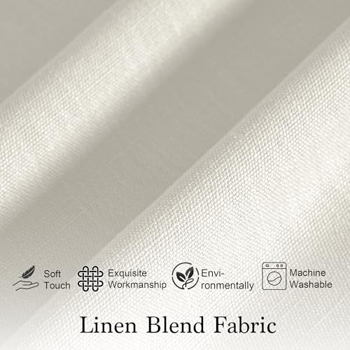 RYB HOME Cafe Curtains 24 inches Length, 2 Panels Kitchen Curtains and Valances Set Faux Linen Blended Shabby Privacy Protect Topper for Kitchen Living Room, Rod Pocket, Linen, W 26 x L 24 inch - color: H-linen, size: 26"W x 24"L (Pack of 2)