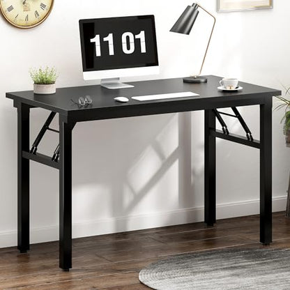 Need Folding Computer Desk - 39.4 Inch Foldable Office Writing Work Study Kids Student Teacher Home Bedroom Table for Small Space, Black | No-Assembly, Sturdy Foldable Desk for Home Office, Bedroom, Dorm Room, Student Study, Collapsible, Compact, Easy Sto