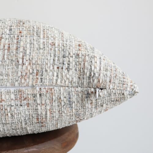 Textured Neutral Lumbar Pillow Cover 12x20 Inch Soft Woven Chenille Accent Boho Farmhouse Rectangle Decorative Throw Pillow Cover for Modern Home Decor Couch Sofa Chair Bedroom Living Room - size: 20" x 12" (Pack of 1)