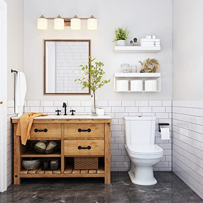 QEEIG White Bathroom Shelves Over Toilet - Wall Mounted Floating Shelves Farmhouse Shelf Toilet Paper Storage Small 16 inch Set of 2 (019-W2) - color: C. White, size: 2pcs