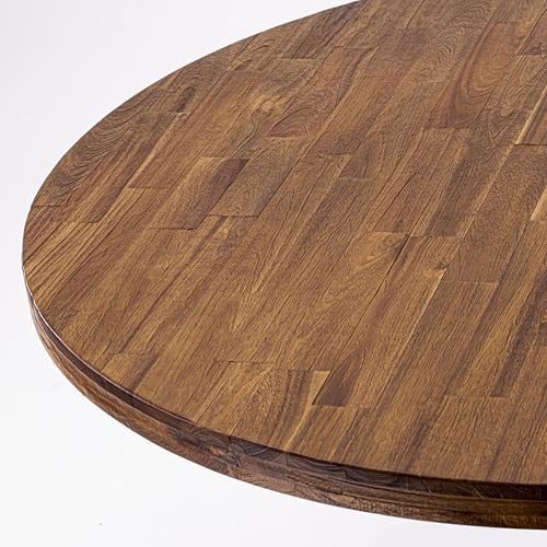 FE6-0N-TP Round Breakfast Table with Acacia Wood Top and Elegant Pedestal Base - Antique Walnut Finish - color: Fe6-0n-tp, size: 48x48 Inch
