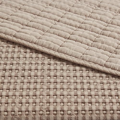 Levtex Home Mills Waffle Twin Bedspread Set (84x104in) with 1 Pillow Sham (26x20in) - Blush - Cotton Waffle Twin Size Bedspread Set - Lightweight, Soft, Pre-Washed - color: Blush, size: Twin Bedspread