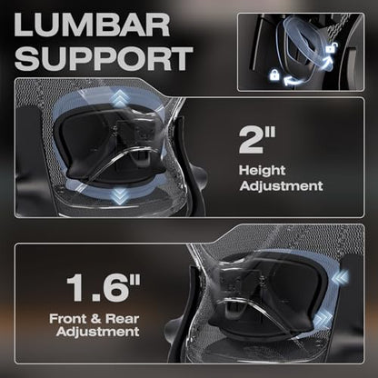 X100 Ergonomic Mesh Office Chair with Footrest, Big and Tall Home Desk Chair with 5D Flip-Up Arms, Adjustable 3D Lumbar Support, Gaming & Executive Computer Chair (Night Reaper) - color: Night Reaper