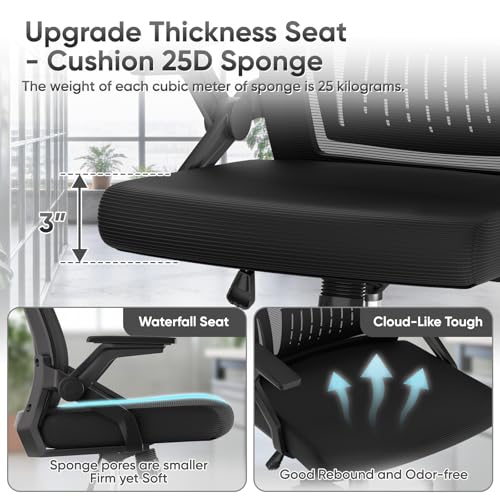 Athena Collection Ergonomic Office Chair for Home Office, 1 Pack | Mid-Back Desk Chair, Flip-Up Armrest, Lumbar Support, Adjustable Height, Comfy Computer Chair for Adults & Women