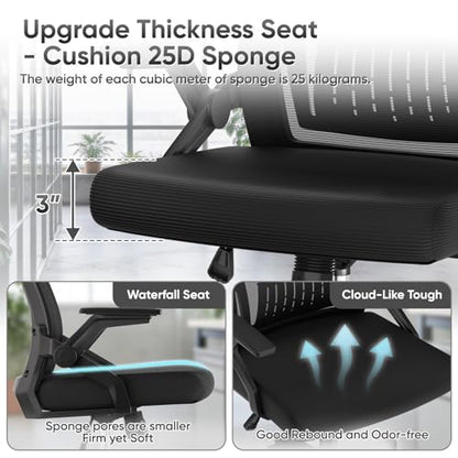 Athena Collection Ergonomic Office Chair for Home Office, 1 Pack | Mid-Back Desk Chair, Flip-Up Armrest, Lumbar Support, Adjustable Height, Comfy Computer Chair for Adults & Women