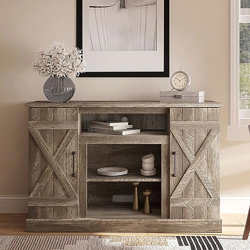 BELLEZE 47 Inch TV Stand & Media Entertainment Center TV Cabinet with Storage for TVs up to 50 Inch Console Table with Open Storage Shelves & Cabinets, Ashland Pine - color: Ashland Pine, style: 47"