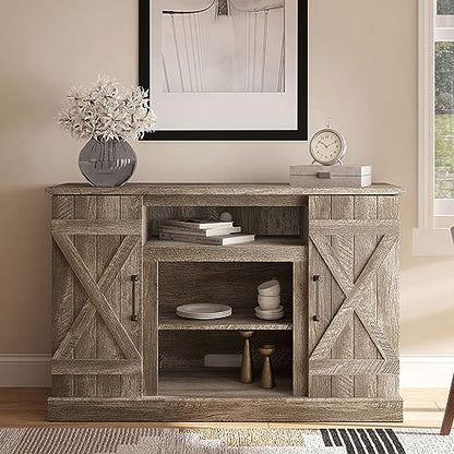 BELLEZE 47 Inch TV Stand & Media Entertainment Center TV Cabinet with Storage for TVs up to 50 Inch Console Table with Open Storage Shelves & Cabinets, Ashland Pine - color: Ashland Pine, style: 47"