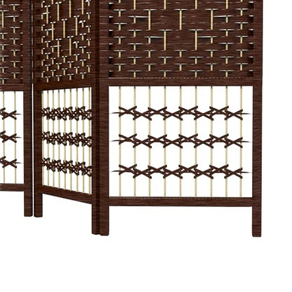 HOMCOM 4 Panel Room Divider, Folding Privacy Screen, 5.6', Brown | Room Separator, Wave Fiber Freestanding Partition Wall Divider - color: Brown, size: 4 Panel