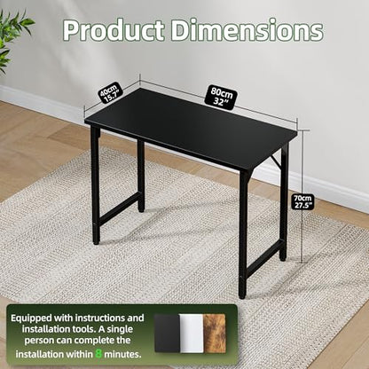 Grandder 32 inch Computer Desk, Small Home Office Desk Study Writing Kid Table for Small Spaces, Simple PC Gaming Desk, Adjustable Feet, Black - color: Black, size: 32 Inch