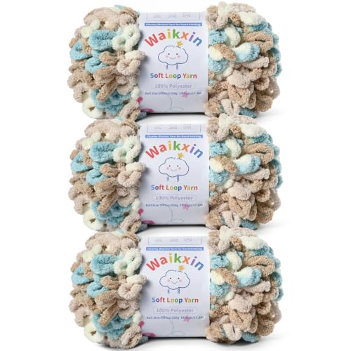 Super Soft Loop Yarn for Finger Knit, 3 Pack of 7.05oz/19.5yds Each, Chunky Blanket Yarn for Hand Knitting, #7 Jumbo Chenille Yarn, Fluffy Baby Blanket Yarn for Crochet Amigurumi (3 Hedge Green) - color: 3 Hedge Green