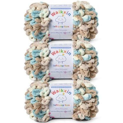 Super Soft Loop Yarn for Finger Knit, 3 Pack of 7.05oz/19.5yds Each, Chunky Blanket Yarn for Hand Knitting, #7 Jumbo Chenille Yarn, Fluffy Baby Blanket Yarn for Crochet Amigurumi (3 Hedge Green) - color: 3 Hedge Green