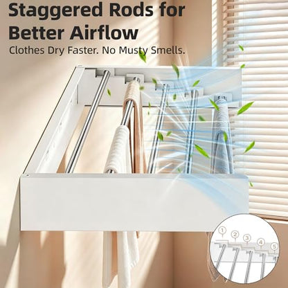 Wall Mounted Drying Rack 32", Rust-Resistant, for Laundry & RV | Folds to 1.2" Ultra-Thin, Space Aluminum, for RV & Apartment, Collapsible Clothes Drying Rack - size: 32 Inches
