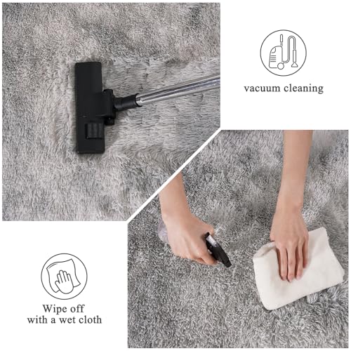 3ft Non-Slip Fluffy Round Rugs, Plush High Pile Carpets Shaggy Circle Rugs | Small Gray Tie-Dyed Rug Fuzzy Ultra Soft Carpets Modern Shag Rugs for Living Room Bedroom Dining Room Kids Room Home Decor - color: Gray Tie-dyed, size: 3' (Round)