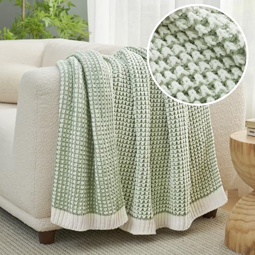 Knit Throw Blanket, Soft Chenille Cozy Breathable Pineapple Chunky Decorative Blanket for Couch, Bed & Sofa, French-Inspired Lightweight Warm Gift for Women, Sage Green, 60"x80" - color: Pineapple Sage Green&ivory, size: Pineapple Knit 60"x80"