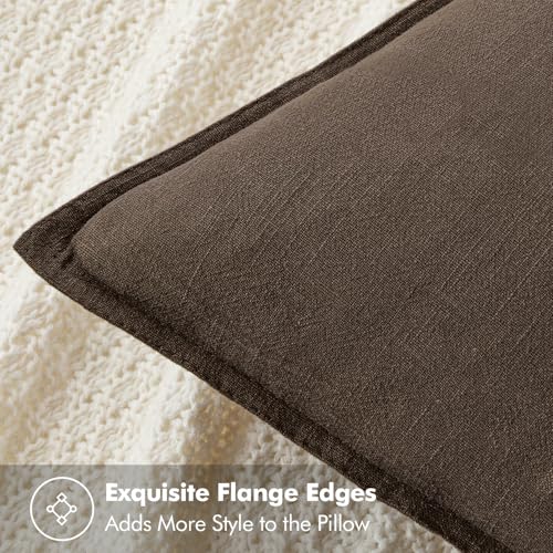 MIULEE Decorative Linen Pillow Covers 18x18 Inch Dark Coffee Chocolate | Boho Farmhouse Fall Autumn Couch Throw Pillows for Bed, Pack of 2 Accent Modern Pillowcases, Sofa Livingroom Home Decor - color: Dark Coffee, size: 18" x 18" (Pack of 2)