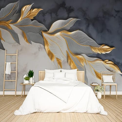 Simple Modern Abstract Gold-Leaf wall Mural Peel and Stick Wallpaper for Bedroom Living Room - 85"x118" - color: B21, size: 85"x118"