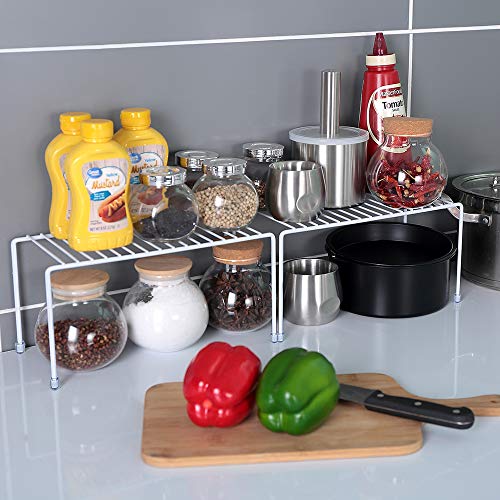 Kitchen Shelves, Cabinet Organization Mini Storage Shelf, White,Set of 2