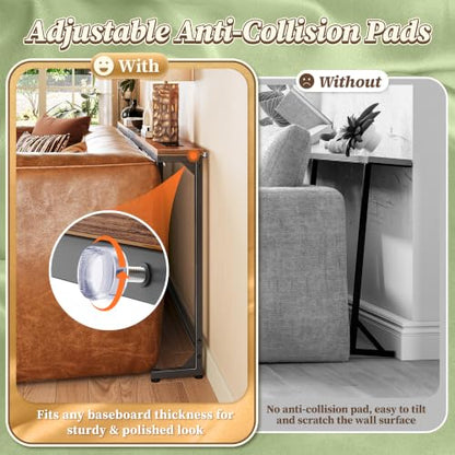 Huuger 78.7-94.5'' Extendable Behind Couch Table with Outlets, Rustic Brown | Stepless Length Adjustment, 2 Power Stations with USB-C Ports, Long Console Table, Slim Sofa Table - color: Rustic Brown, size: 78.7- 94.4"W x 29.5"H