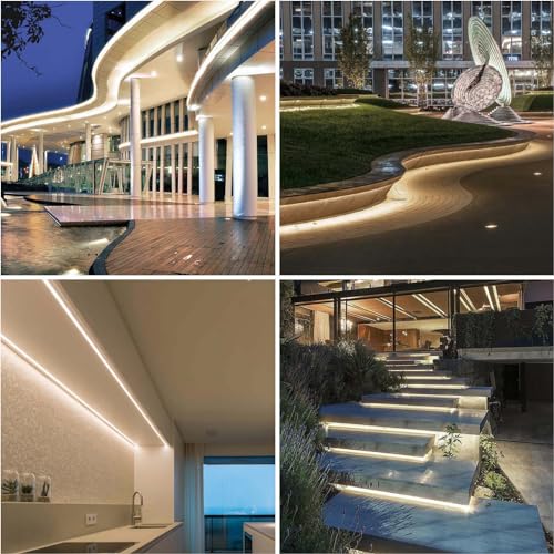 LLTOP COB LED Strip Lights Waterproof IP67 24VDC Natural White 4000K 16.4FT | CRI 92Ra+, Outdoor LED Tape Lighting, DIY Cuttable, For Bedroom Kitchen Cabinet Shelf (Power Supply Not Included) - color: Natural White 4000K (power supply not included)