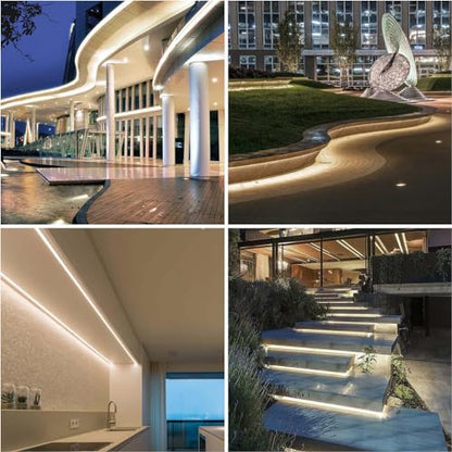 LLTOP COB LED Strip Lights Waterproof IP67 24VDC Natural White 4000K 16.4FT | CRI 92Ra+, Outdoor LED Tape Lighting, DIY Cuttable, For Bedroom Kitchen Cabinet Shelf (Power Supply Not Included) - color: Natural White 4000K (power supply not included)