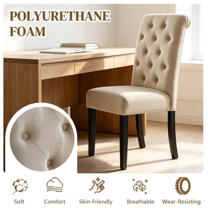 Anwick Beige Modern Accent Chair Set of 2, Mid Century Upholstered Living Room Chair with Wood Legs, Comfy Small Accent Chair with Back for Small Spaces, Office, Bedroom, Reading Spaces (Beige) - color: Beige