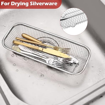 4Pack Stainless Steel Tumbler Cup Lid Organizer Inside Cabinet, Mason Jar Lid Holder, Rectangular Basket for Storage of Silverware, Chopsticks, straws and Utensils - style: SilverModern-4pack